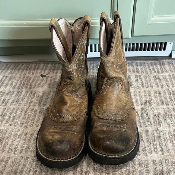 Ariat Youth Girls Fatbaby Boots Leather Mid-Calf 14829 Western Brown Size 6.5 B - Picture 2 of 10